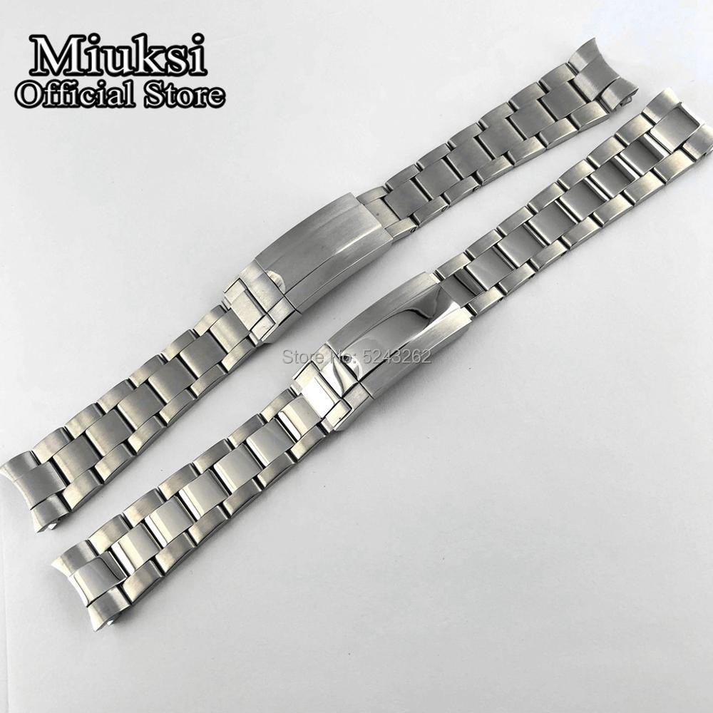 Miuksi 20mm 316L Solid Stainless Steel Watch Band Folding Buckle Mens Strap