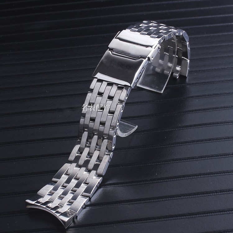 22 24mm high quality stainless steel silver polished watchband for breitling navitimer wristband deployment clasp logo on