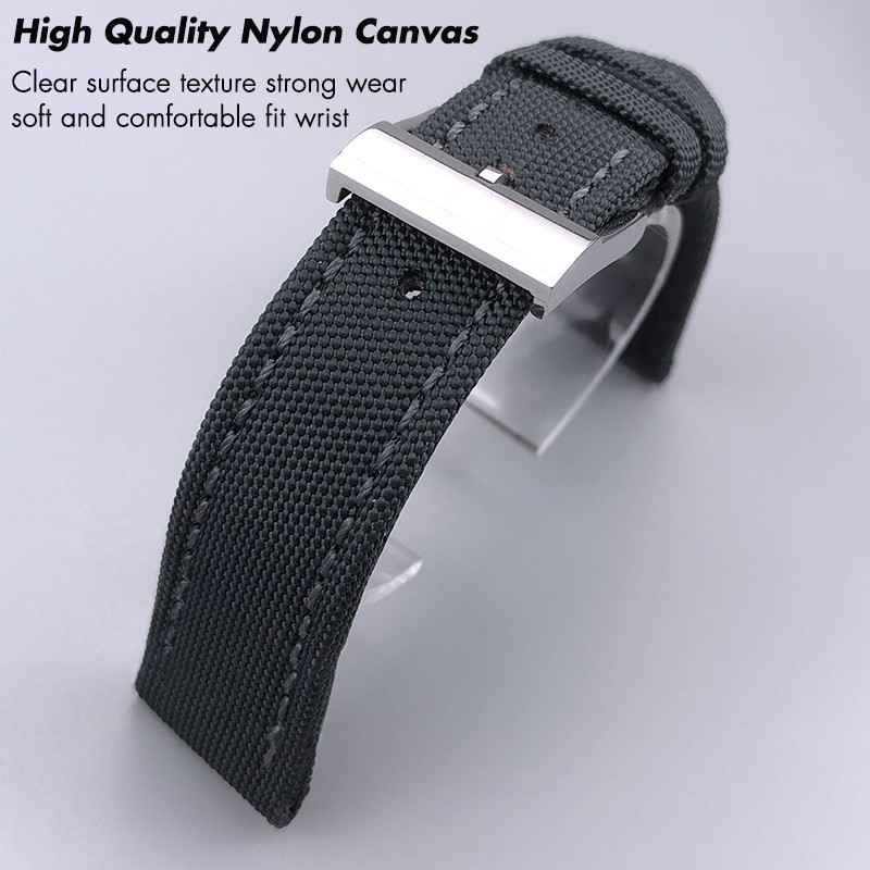 22mm Top Quality Nylon Watch Band Watchband Black Gray For Breitling Strap For Bentley World Avenger/Bentley Strap