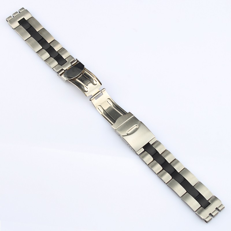 New 20*22mm Solid Stainless Steel Watchband for Swatch Metal Silver Watch Band Strap Men's Wristband Folding Clasp Stock Logo