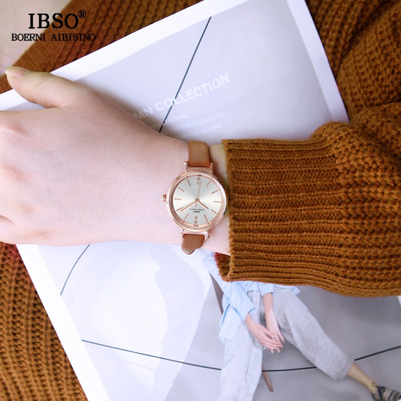 IBSO 8mm Ultra Thin Wristwatches Women Watches Luxury Female Fashion Watch Montre Femme 2022 Ladies Quartz Watch Relogio Feminino