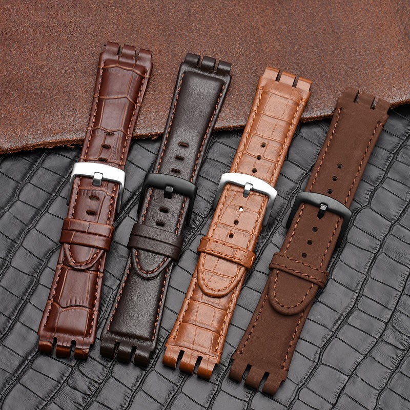 23mm Genuine Calf Leather Watchband Steel Clasp for Swatch Burlesque YOS440 449 448 401G Watch Strap Watchband Bracelet Wrist Man