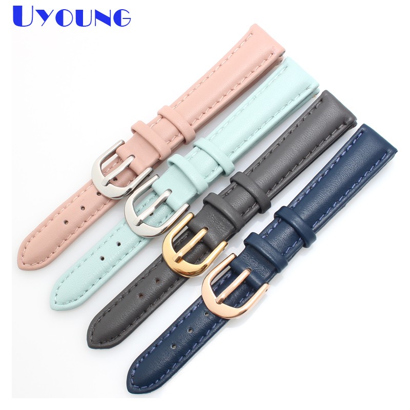 Women's Genuine Leather Watch Band, 14mm, 16mm, 18mm, 20mm, Soft, Simple, Leather, Blue