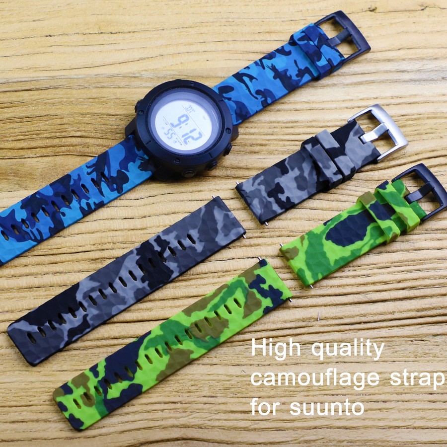 24mm Quick Release Watch Bands for Suunto 7 Spartan Sports Camouflage Silicone Watch Strap, Suunto 9, Traverse, D5 Diving Watches