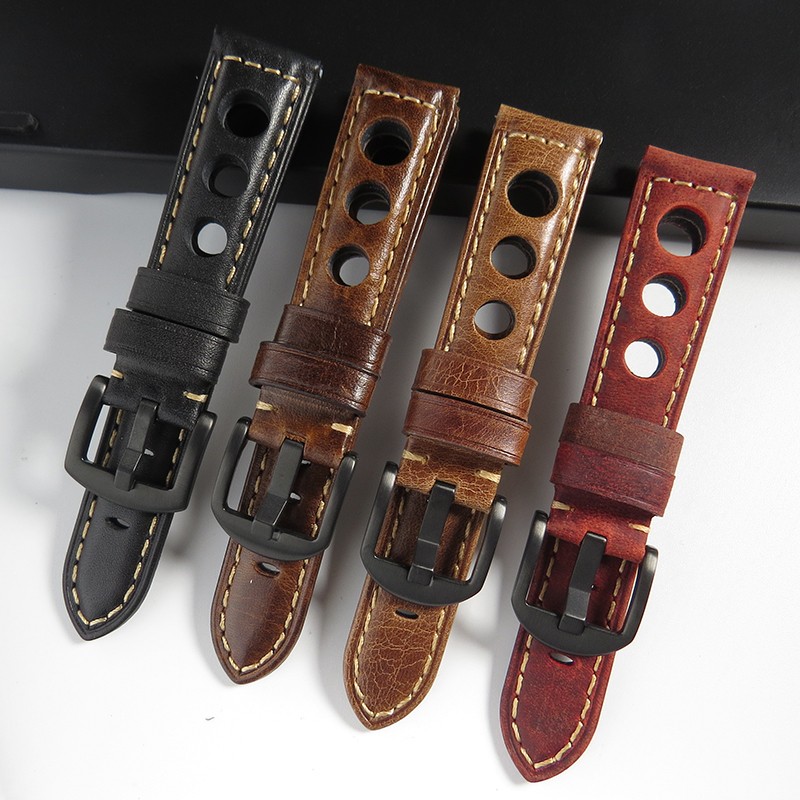 Retro Watch Strap 20mm 22mm 24mm Genuine Leather Watches Men Women Wristwatch Accessories Correa Samsung Galaxy Active 2