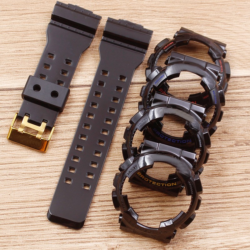 Casio G SHOCK GLS GD GA110 GA 100 GD 120 Watch Accessories, Resin Strap, Black Gold Case