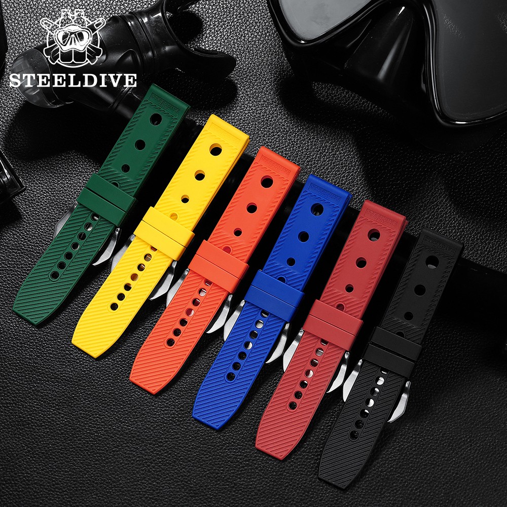 STEELDIVE Automatic Watch Strap 20mm Mechanical Watch Bands 22mm Steel Diving Watch Rubber Strap 20/22mm Fashion Watches Bracelets