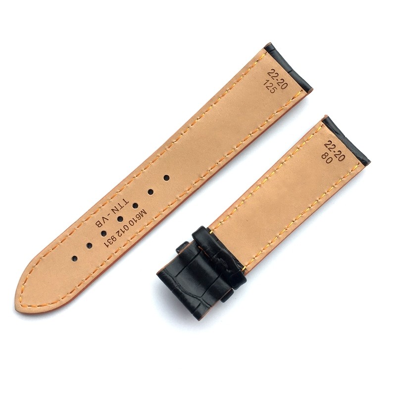 22mm Leather Watch Band for Mido Multifort M005 Series M005930 Stitches Strap Men Black with Orange Bracelet