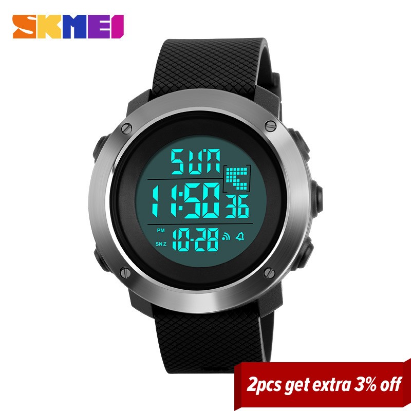 SKMEI - Simple Men's Digital Work Watch, PU Strap, Multifunctional LED Display, 5 Bar Water Resistant, 1267