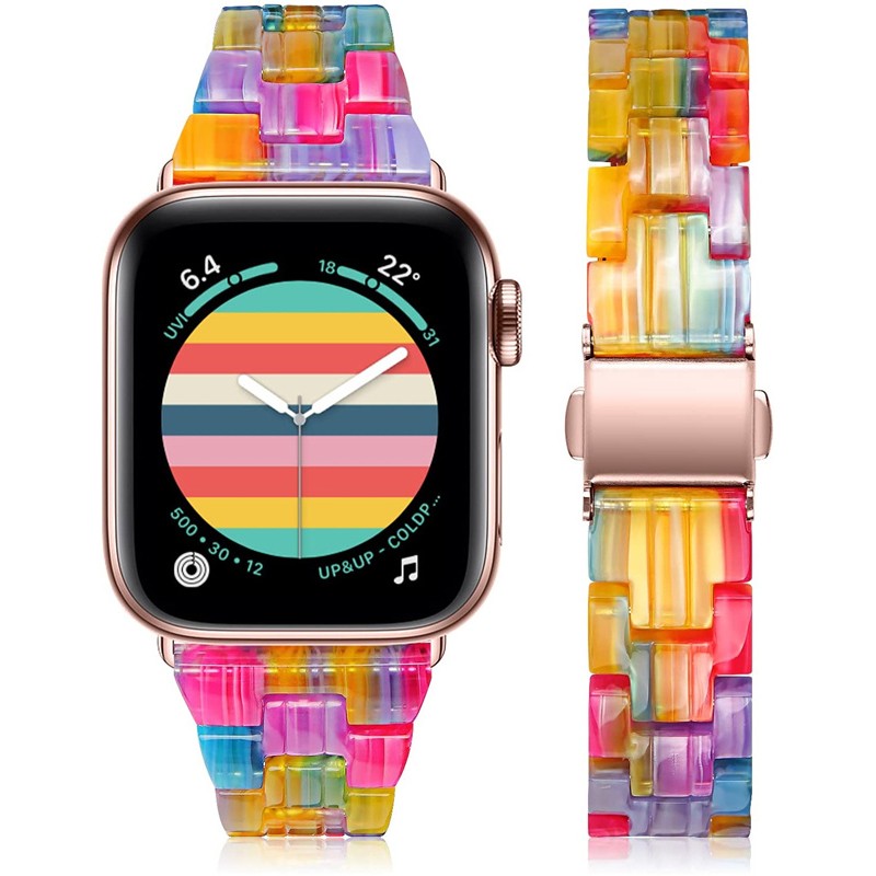 slim resin strap for apple watch band 45mm 41mm 44mm 40mm 42mm 38mm korea woman strap bracelet watchband iwatch serie 7 6 se 5 4