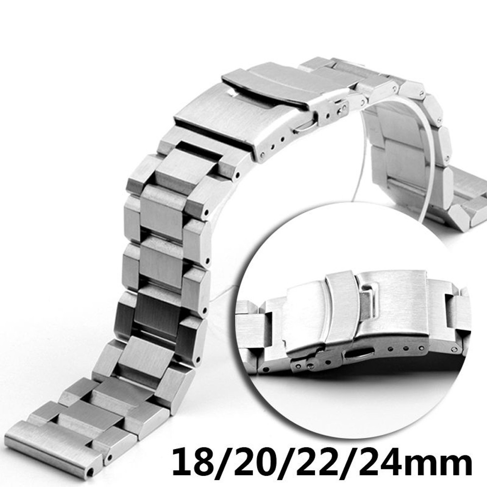 18 20 22 24mm Solid Stainless Steel Watches For Galaxy Watch Galaxy 3/4 41 40mm For Seiko Huawei Gt 2 Metal Business Bracelet