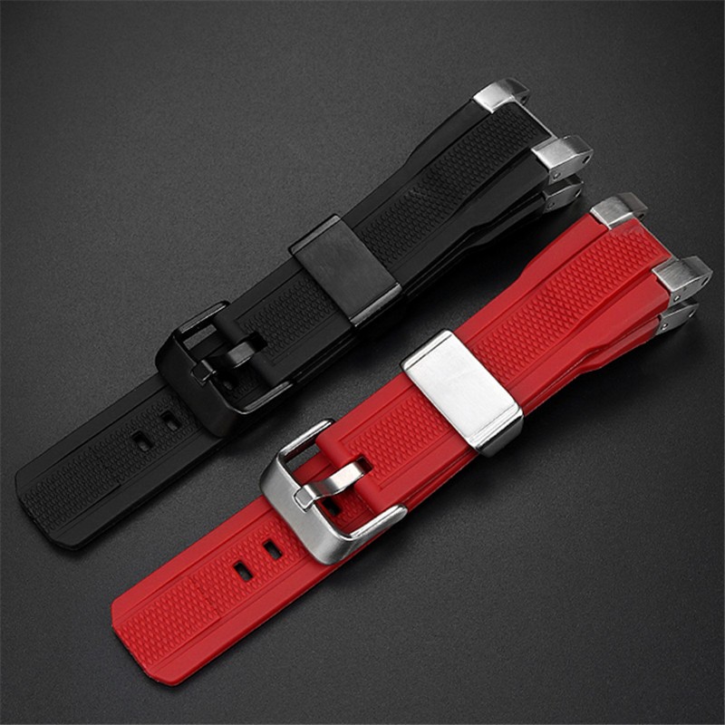 Men's Rubber Strap for C-asio G-SHOCK Watch MTG-B2000 Series Black Red Silicone Watch Strap with Special Connector