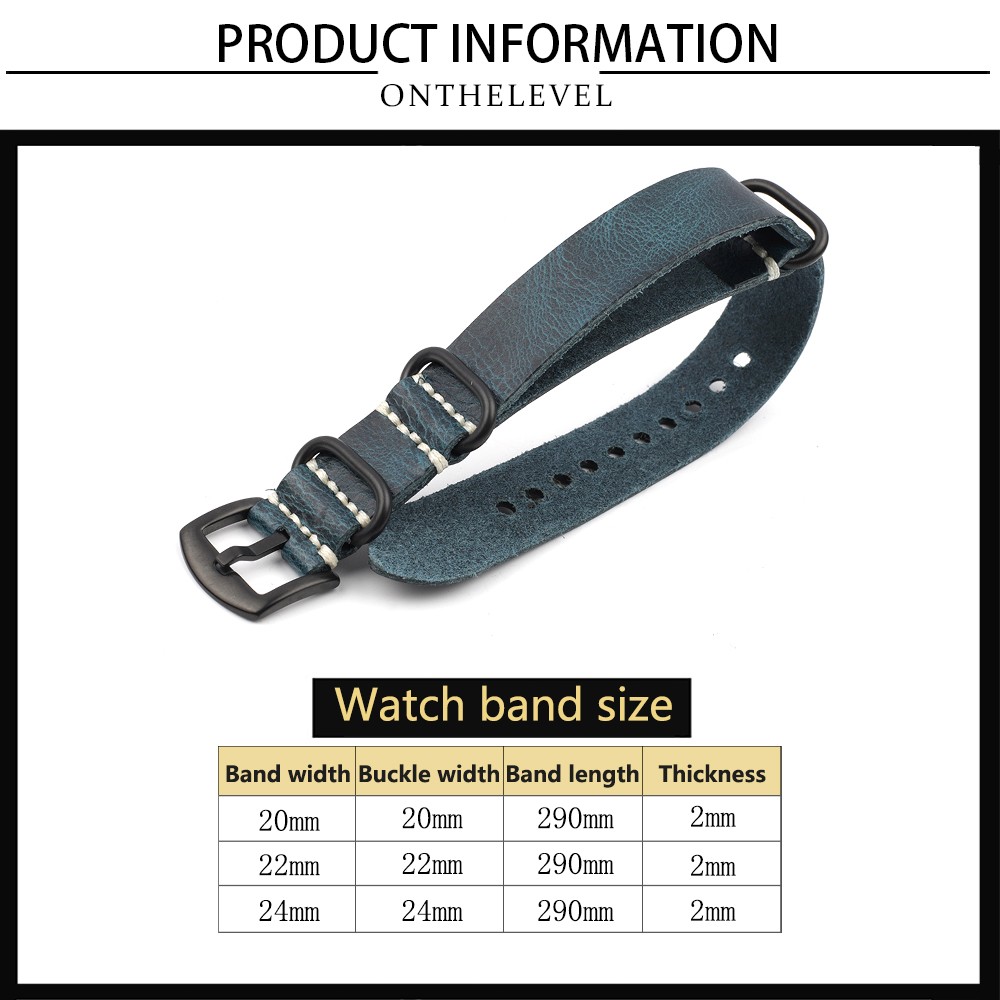 Genuine Leather NATO Strap Antique Watch Band 20mm 22mm 24mm Handmade Zulu Strap for Watch Replacement Accessories