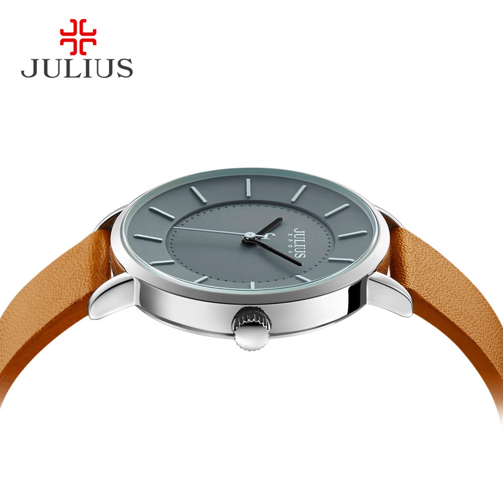 Classic Julius Men's Watch Japan Quartz Watch Fashion Clock PU Leather Bracelet Boy Student Birthday Gift No Box