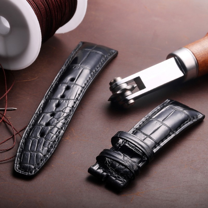 جلد تمساح استبدال Watchbands ل IWC البرتغالية الطيار الأسود التمساح الحبوب حزام (استيك) ساعة سوار للساعة 20 مللي متر 21 مللي متر 22 مللي متر