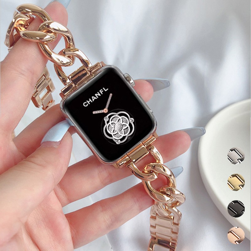 Women Luxury Bracelet for Apple Watch Band 44 42mm for iwatch SE 7 6 5 4 3 38 40mm Stainless Steel Correas 41mm 45mm Wrist Strap