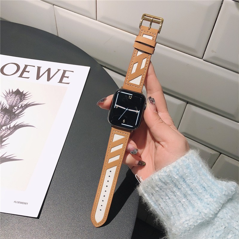 Womens Style Leather Strap for Apple Watch Band 44mm 40mm 42mm 38mm Korea for iWatch Series 3 4 5 6 SE 7 45mm 41mm Wristband