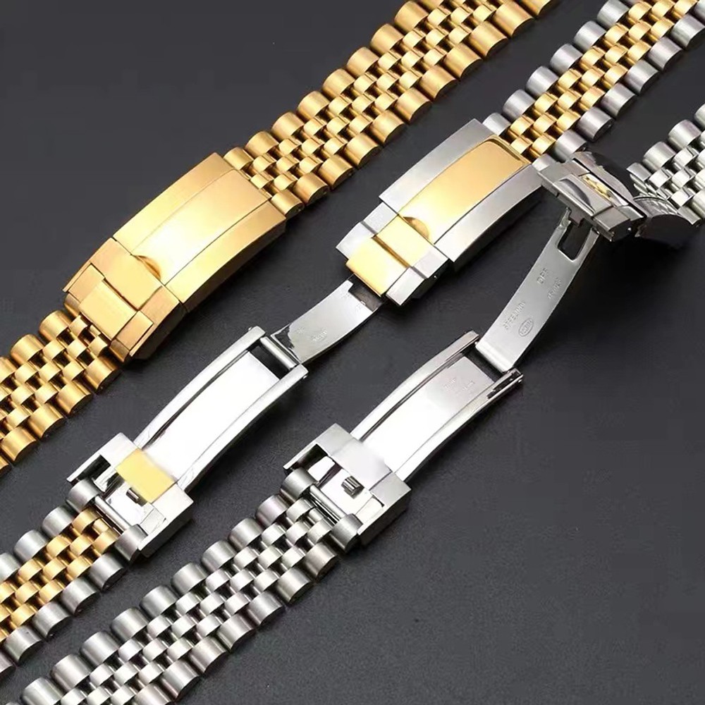 Luxury Solid Stainless Steel Watch Band For Rolex Daytona Ghost Water Submarines Oyster Type Continuous Movement Chain 20 21mm Strap