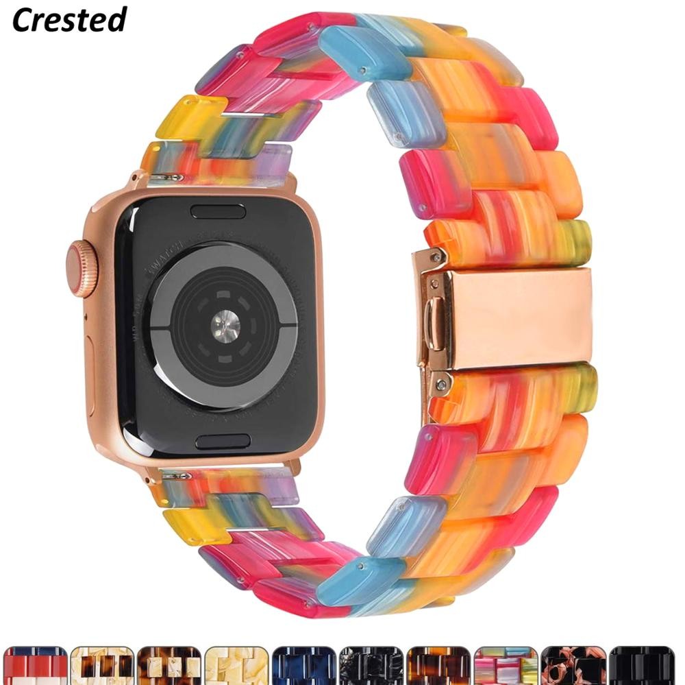 Resin strap for apple watch band 45mm/41mm 44mm 40mm 42mm 38mm watchband bracelet for iwatch apple watch series 5 4 3 se 6 7