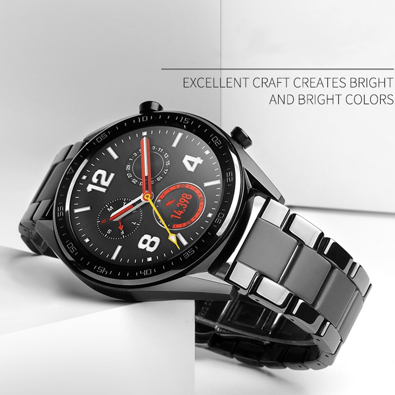 Ceramic 22mm fron watch strap for Samsung Galaxy Watch 46mm 3 45mm Band Gear S3 Frontier Bracelet Wrist Watch Strap Huawei GT 2 strap