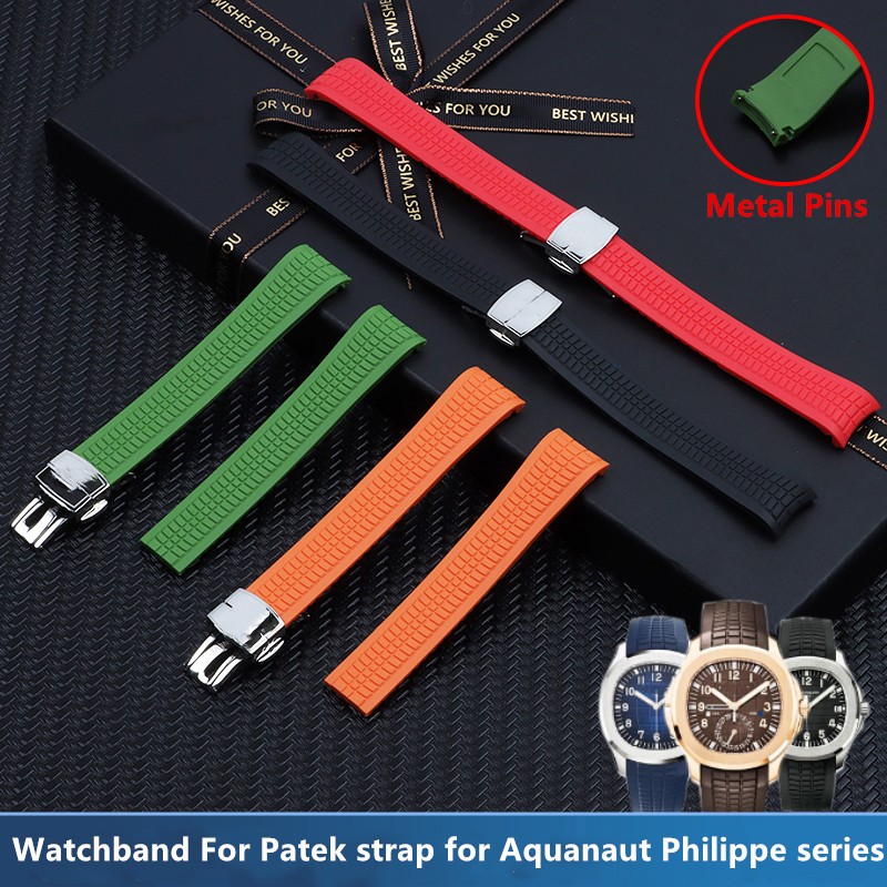 21mm Colorful Silicone Rubber Watchband for Batik Strap for Aquanaut Philips Series 5164a 5167a Watch Band Butterfly Buckle