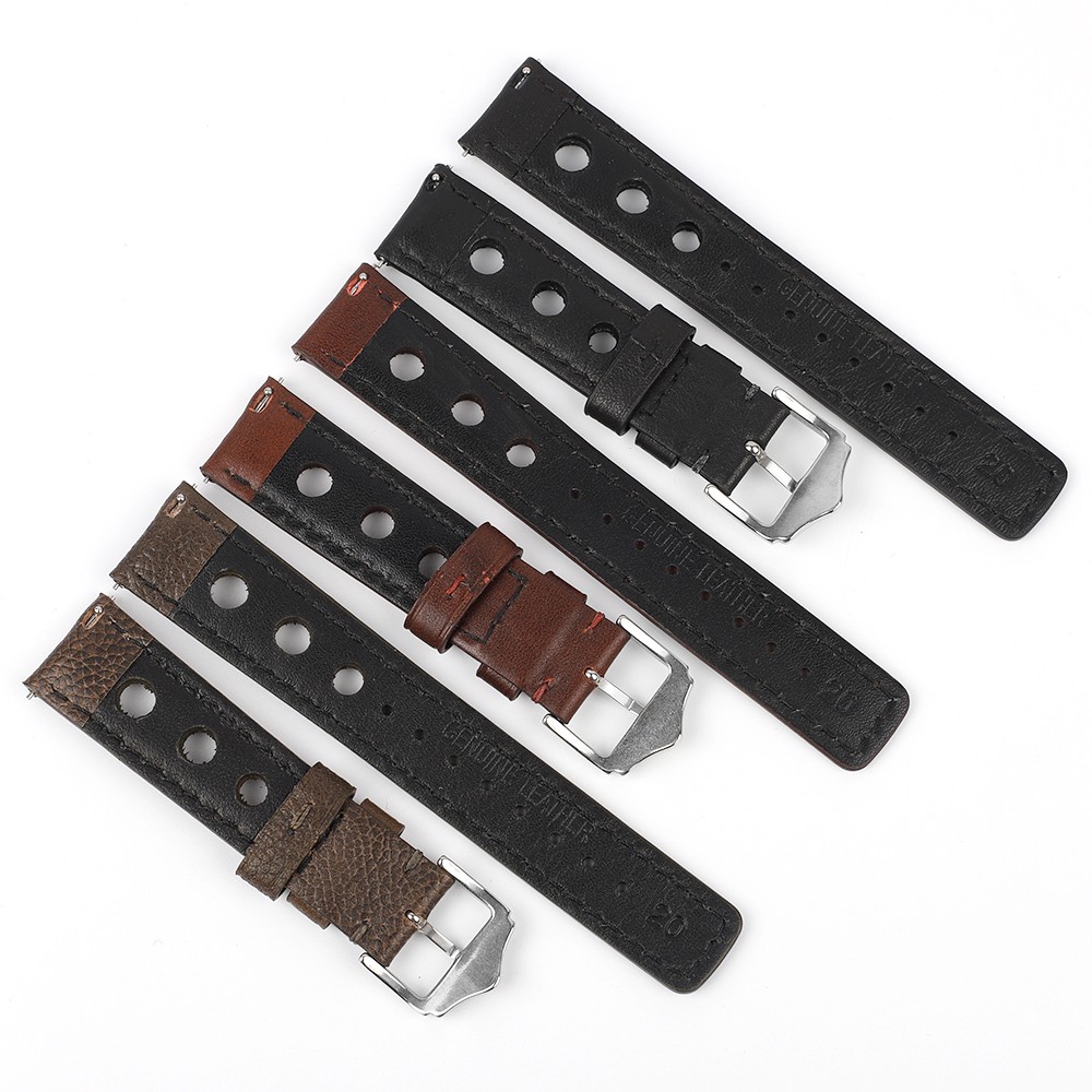 Leather Watchband Lychee Style Watch Strap 18mm 20mm 22mm 24mm Metal Buckle Lock Replacement Women Men Watch Band