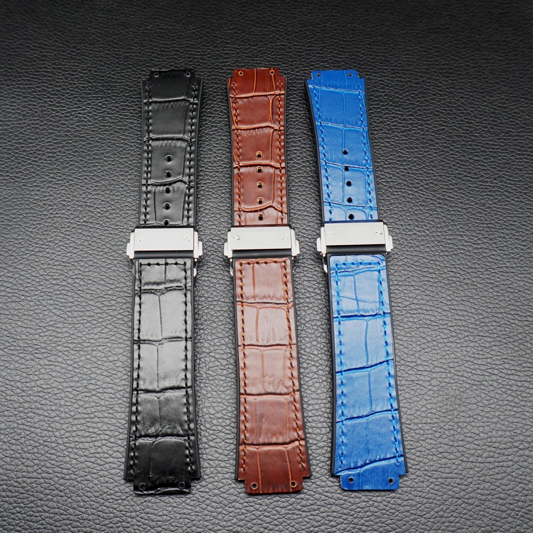 25*19mm Genuine Cowhide Rubber Watchband Applicable for Hublot Strap for Big Bang Strap Butterfly Buckle Watch Tools Accessories