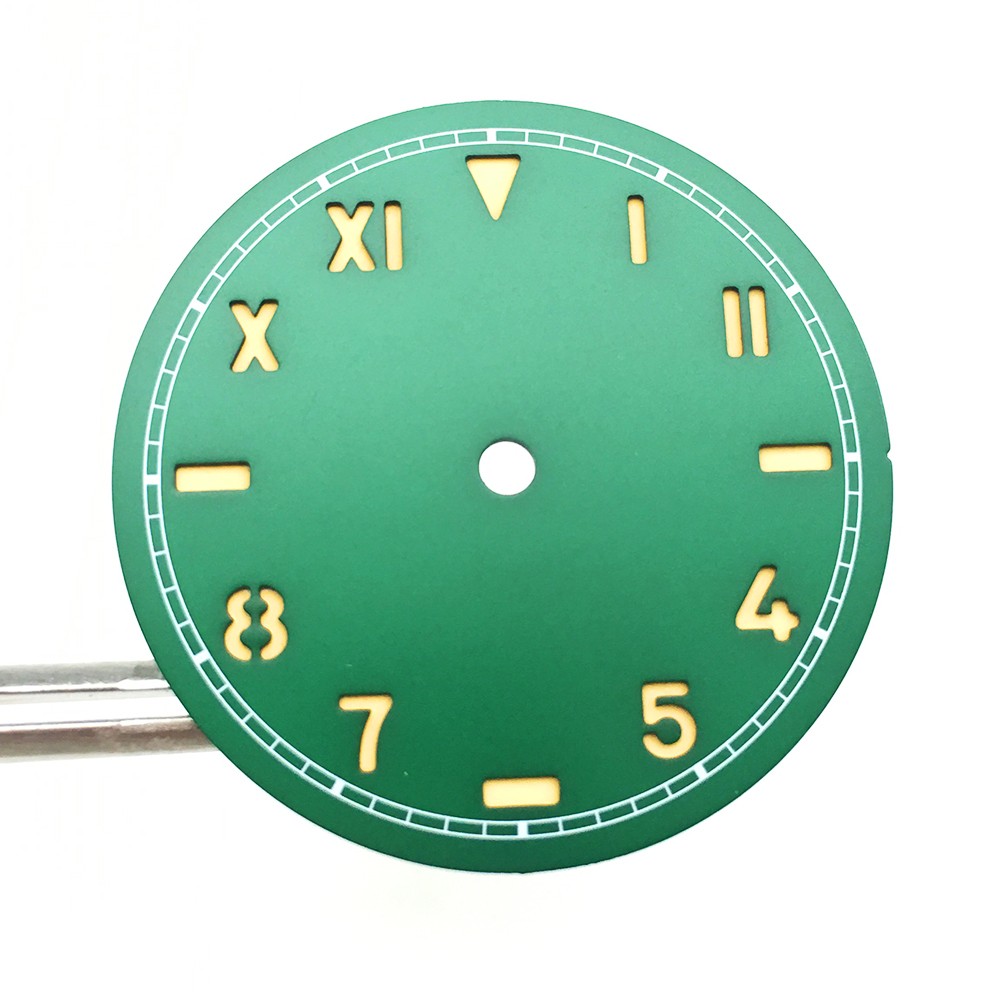 Watch Parts 37mm California Manual Winding Green Watch Literally Aseptic Dial For ETA 6497 ST3600 Luminous Movement