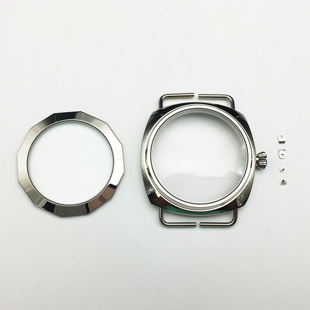 45mm polished 316L stainless steel case high hardness mineral glass for ETA 6497 8498 ST 3600 ST3621 watch movement