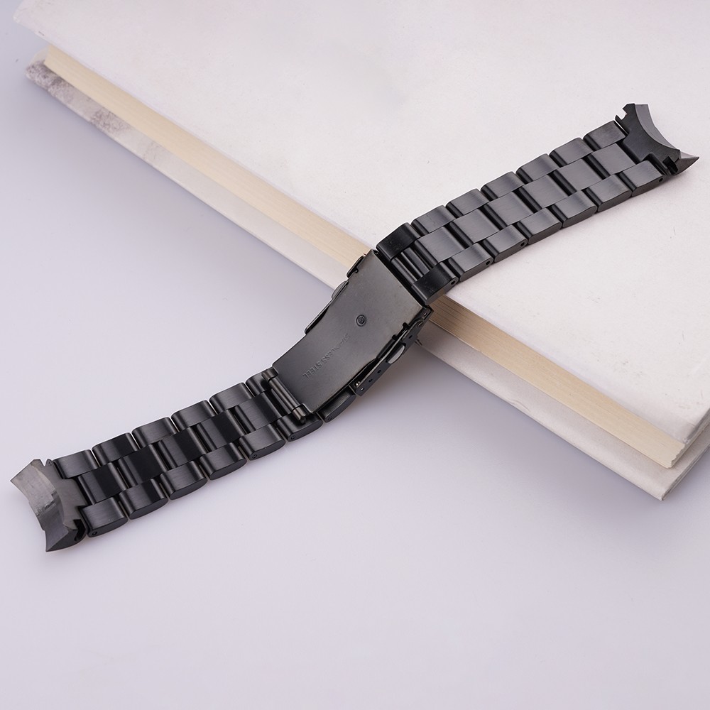 Rolamy 22mm 316L Steel Solid Curved End Oyster Watch Band Bracelet For Seiko SKX007/009