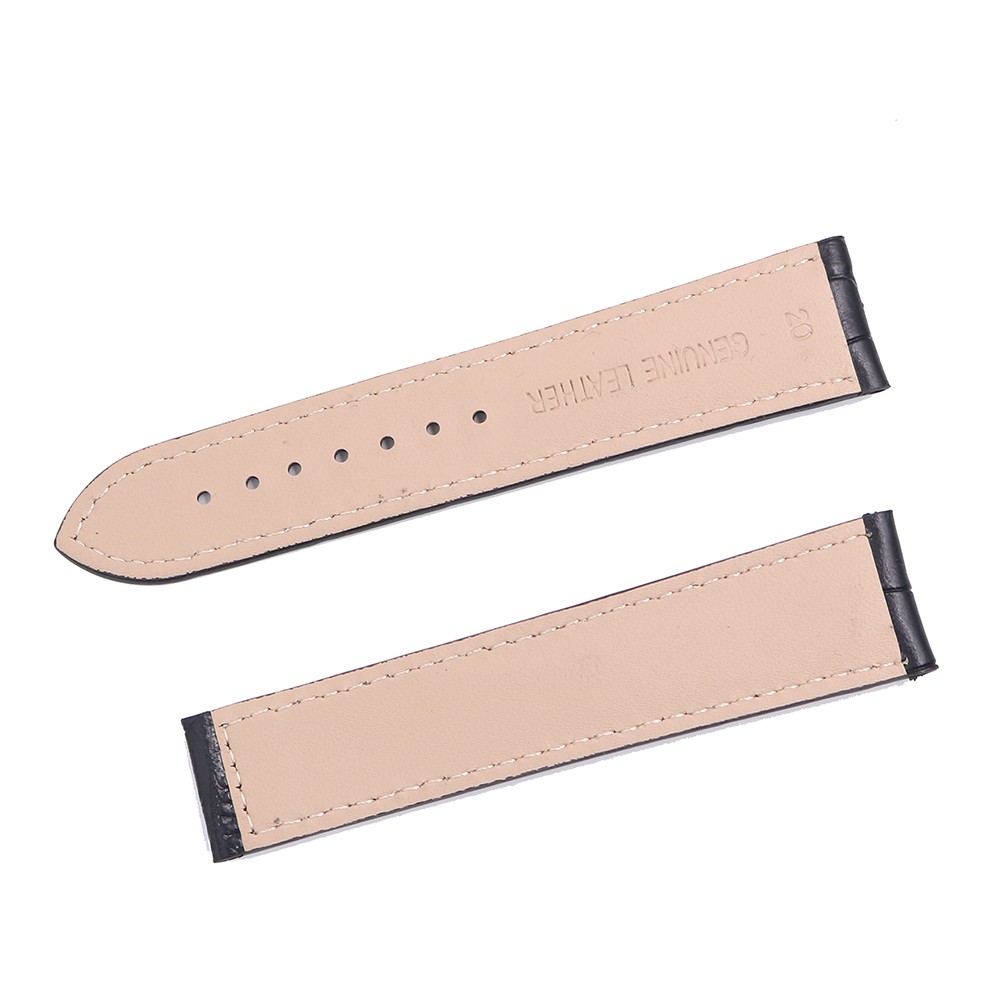 CARLYWET 20 22mm Wholesale Black With White Stitches High Quality Genuine Leather Replacement Watch Band Strap Strap For Omega