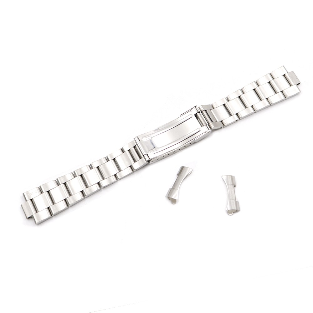 Rolamy 20mm 316L Stainless Links Hollow Curved End Deployment Glide Clasp Brushed Bracelet for Rolex Vintage Oyster 70216 455B