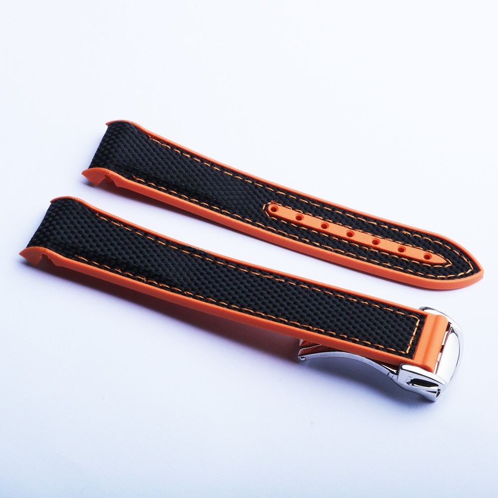 CARLYWET 20 21 22mm Black Orange Rubber Watch Band Strap for Omega Planet Ocean 300m 600m 43.5mm/600m 45.5mm