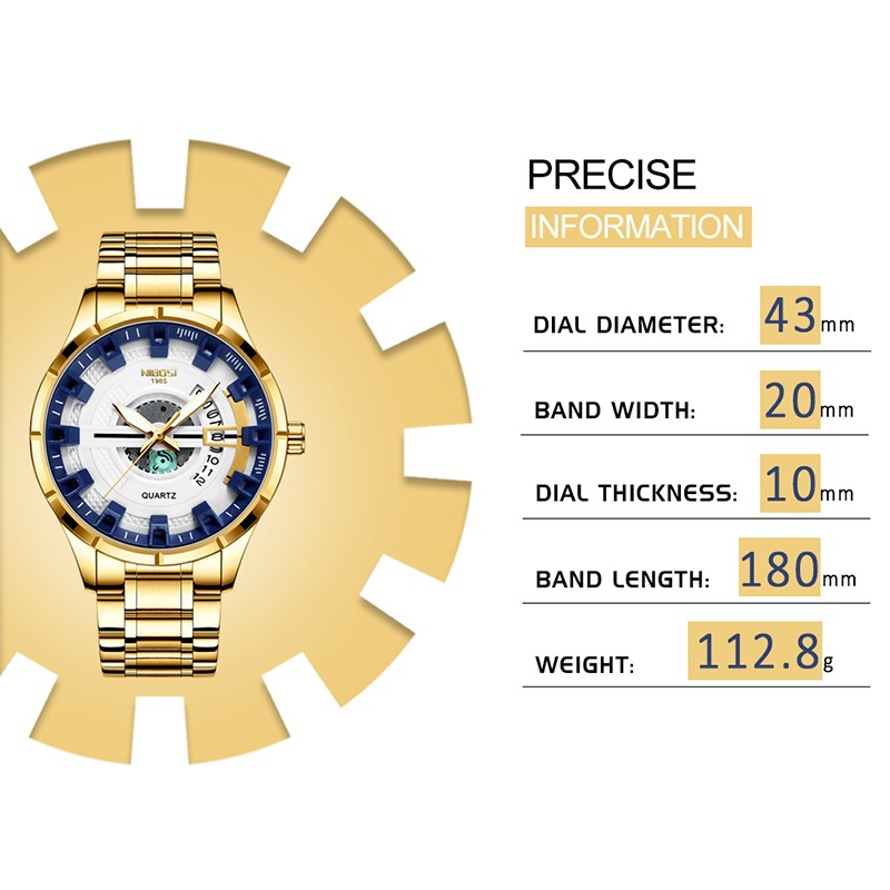 NIBOSI 2021 ساعات رجالي كلاسيكية ذات علامة تجارية فاخرة من الذهب ساعات معصم كوارتز بسيطة للرجال ساعة رجالية بشحن سريع