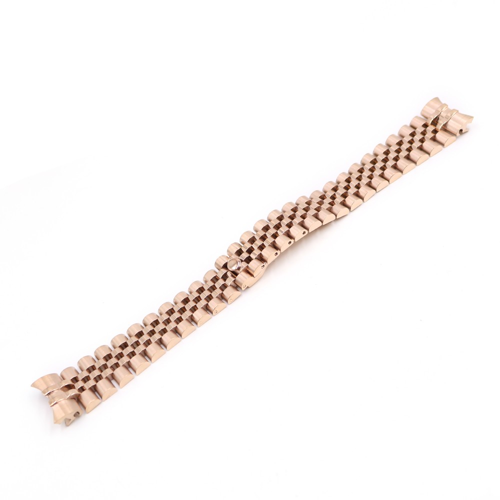 ROLAMIE 20mm 316L Stainless Steel Jubilee Two Tone Rose Gold Wrist Watch Bracelet Strap Solid Screw Links Curved End for Rolex