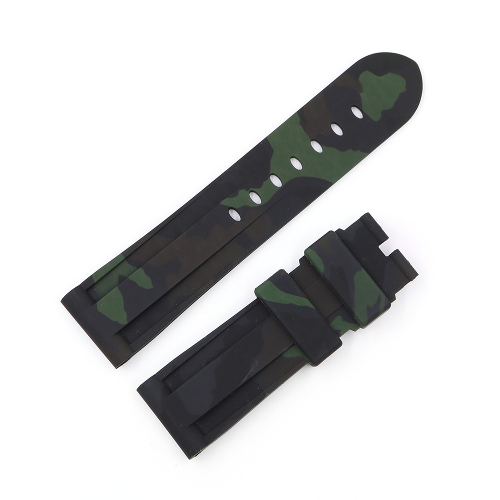 CARLYWET - Replacement watch strap, silicone rubber, waterproof, camo color, 24mm, wholesale, for Panerai Luminor