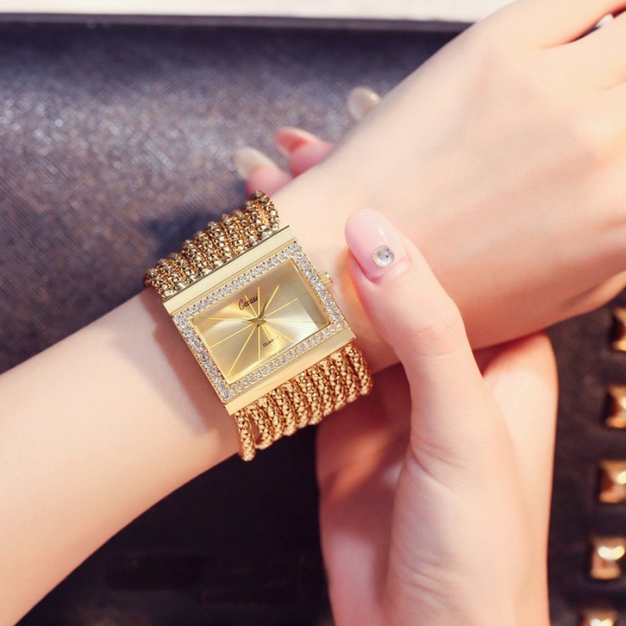 Fashion Women Luxury Square Wrist Watch Diamond Relogio Feminino Calendar Date Quartz Watch Gift Watch for Women