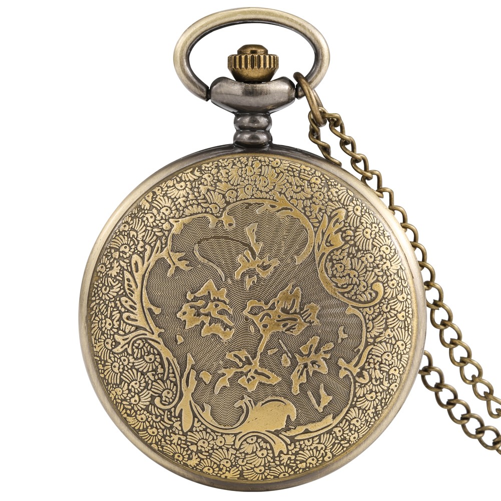 New Bronze Luxury Quartz Pocket Watch Men With Chain Dripping Glue US Chain American Eagle Valentine's Day Gift for Boyfriend