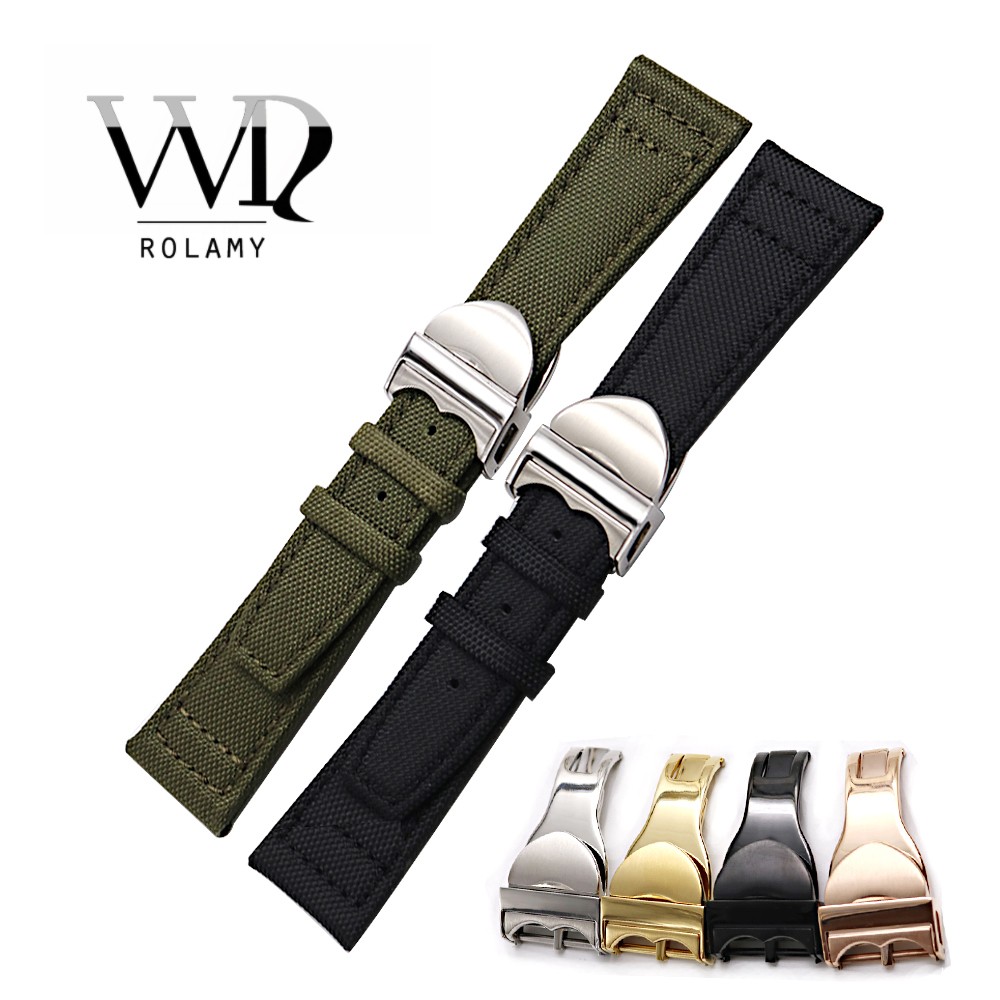 Carlewit 20 21 22mm High Quality Green Nylon Fabric Leather Band Wrist Watch Band Strap Strap with Deploying Clasp for Tudor