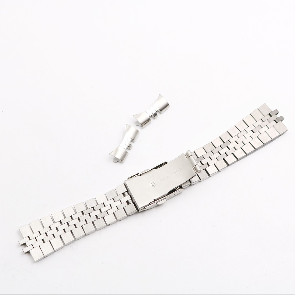 Rolamy 20 22mm Hollow Curved End Solid Screw Quick Stainless Steel Jubilee Watch Band Strap Bracelet With Clasp For Seiko SKX007