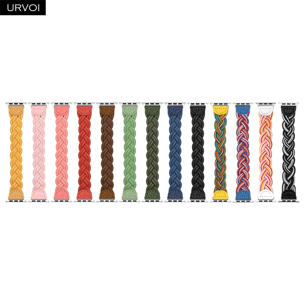 URVOI Braided Band for Apple Watch Series 7 6 SE 5 4 3 2 Woven Nylon Strap for iWatch Solo Stretchable Loop Replacement 41 45mm