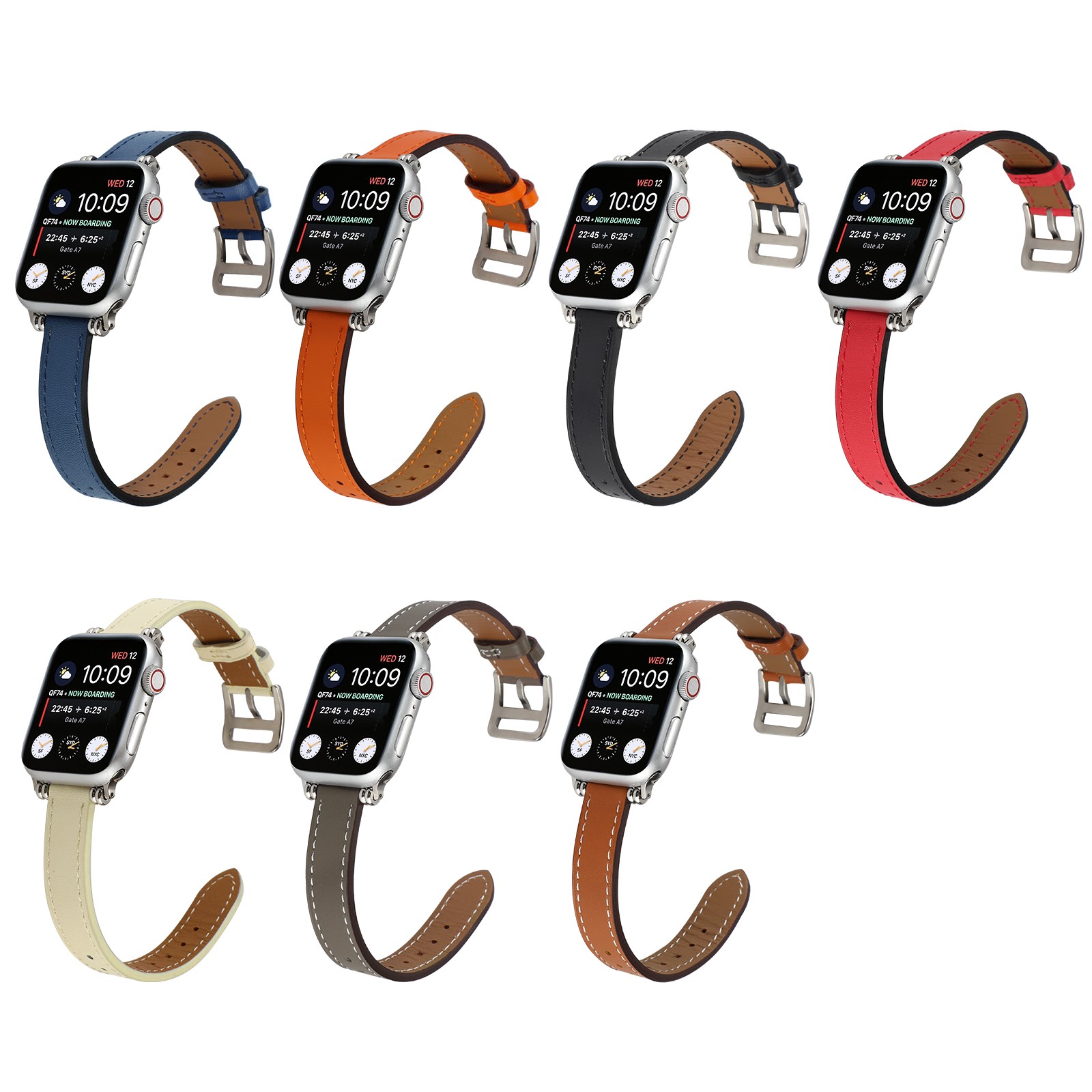 Thin Leather Watchbands for Apple Watch Series 7 6 5 4 3 2 SE Strap for iwatch 38 40mm 41mm 42mm 44mm 45mm Bracelet Accessories