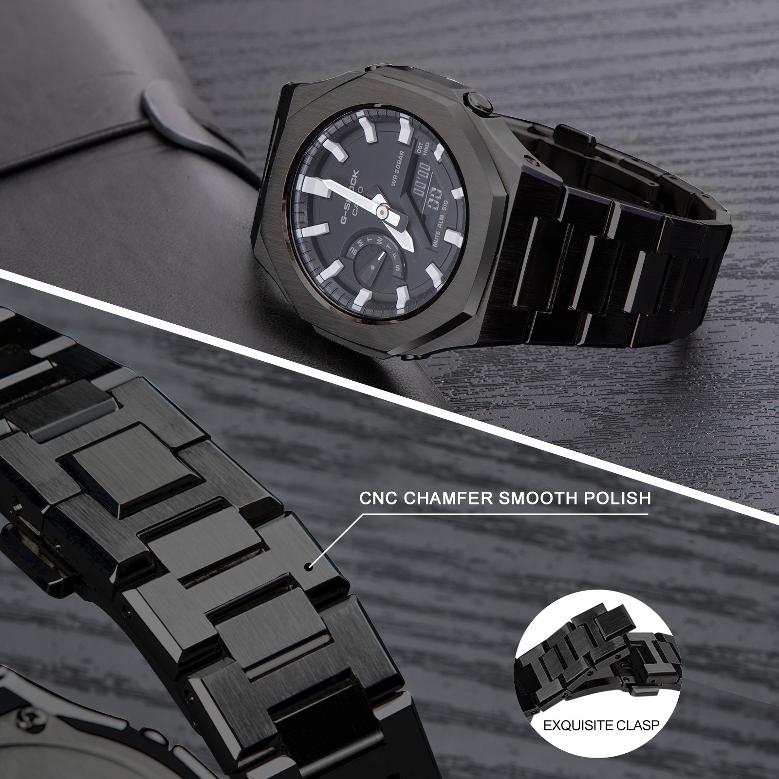 Hontao GA2100 New Model Home Oak All Metal Bezel Strap Simple Style In One Watch Bands For G-SHOCK GA2100/2110 Accessories