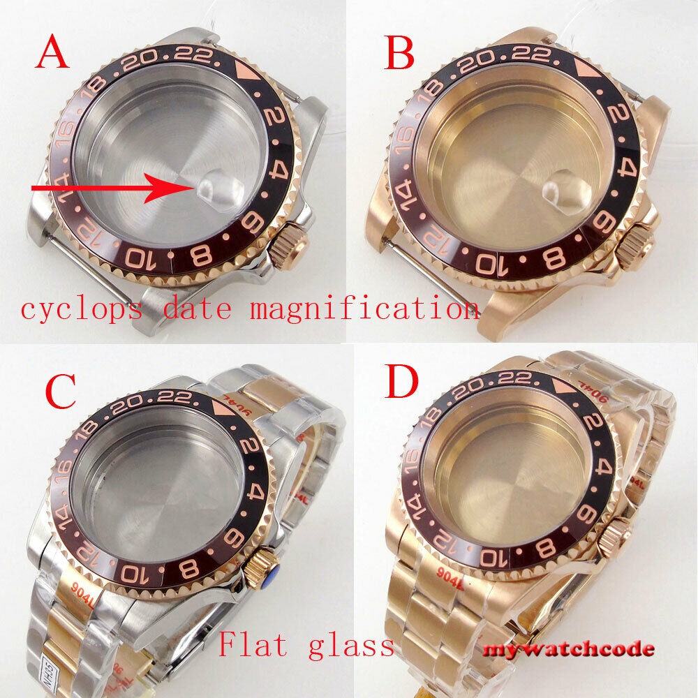 40mm Rotbeer ceramic bezel sapphire watch glass case fit NH35 NH36 2824 2836 Miyota 8215 8205 moveent