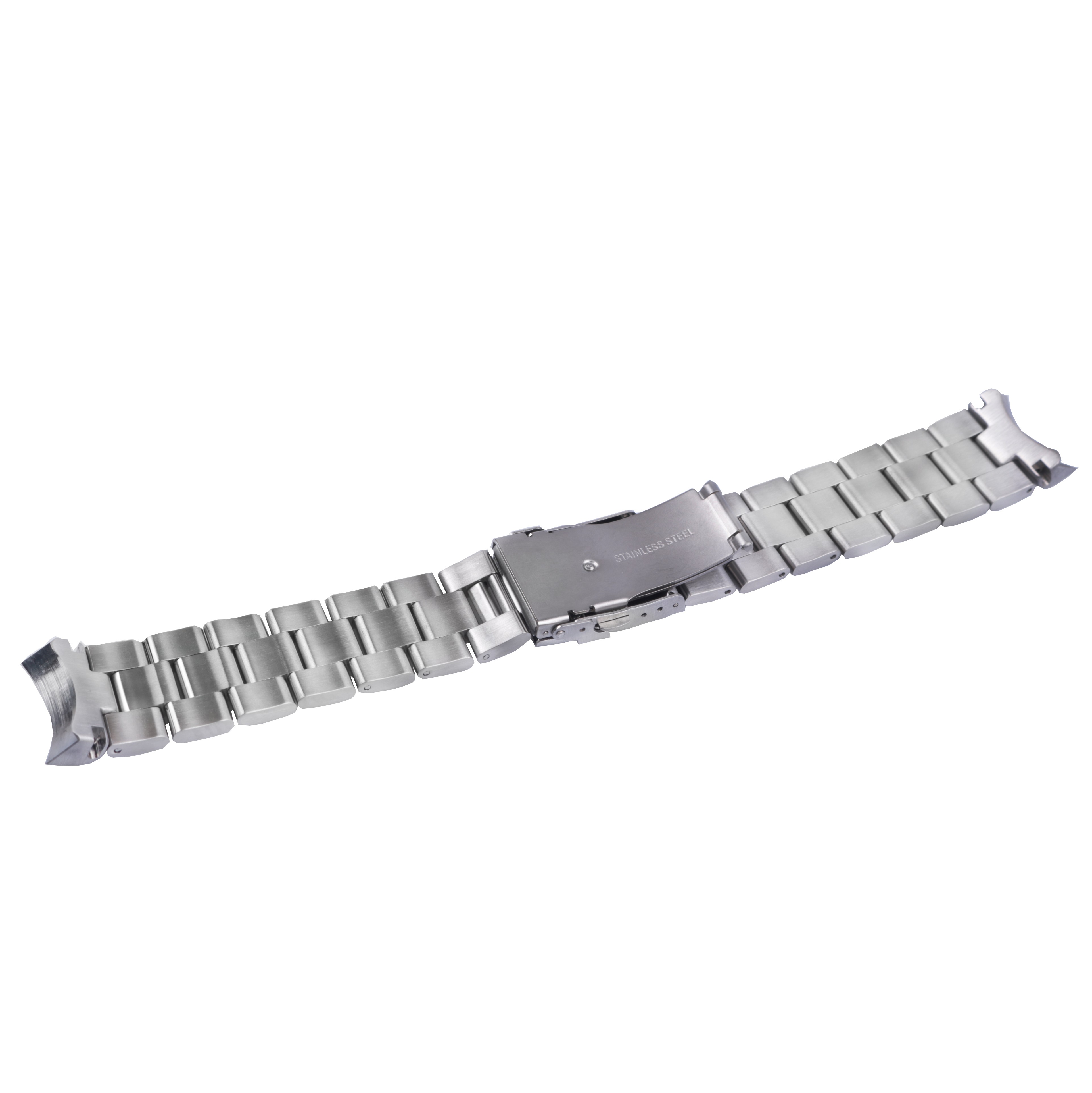 Rolamy 22mm Sliver All Brush Stainless Steel Wrist Watch Band Replacement Metal Watchband Bracelet Double Push Clasp for Seiko