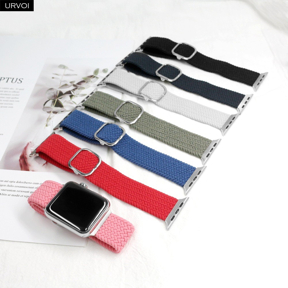 URVOI Braided Strap for Apple Watch Series 7 6 SE 5 4 3 Single Loop Stretchable Strap Adjustable fram buckle for iWatch 41 45mm