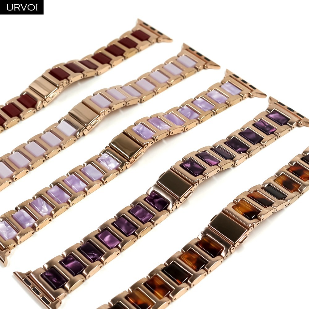 URVOI Link Bracelet for Apple Watch Series 7 6 SE 5 4 321 iwatch band Stainless Steel with Resin Strap Durable Luxury Design