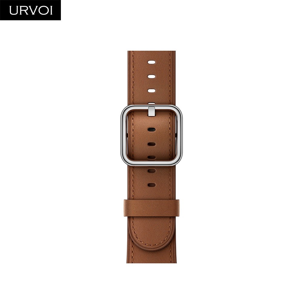 URVOI Leather Strap for Apple Watch Series 7 6 SE 5 4 321 Calf Leather Strap for iwatch 40 44mm Square Buckle Modern Design GEN.2