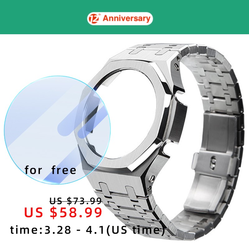 3rd Generation GA2100 Metal Bezel Watches Stainless Steel Bracelet 316L Casioak Modified Giraland Octagonal Strap