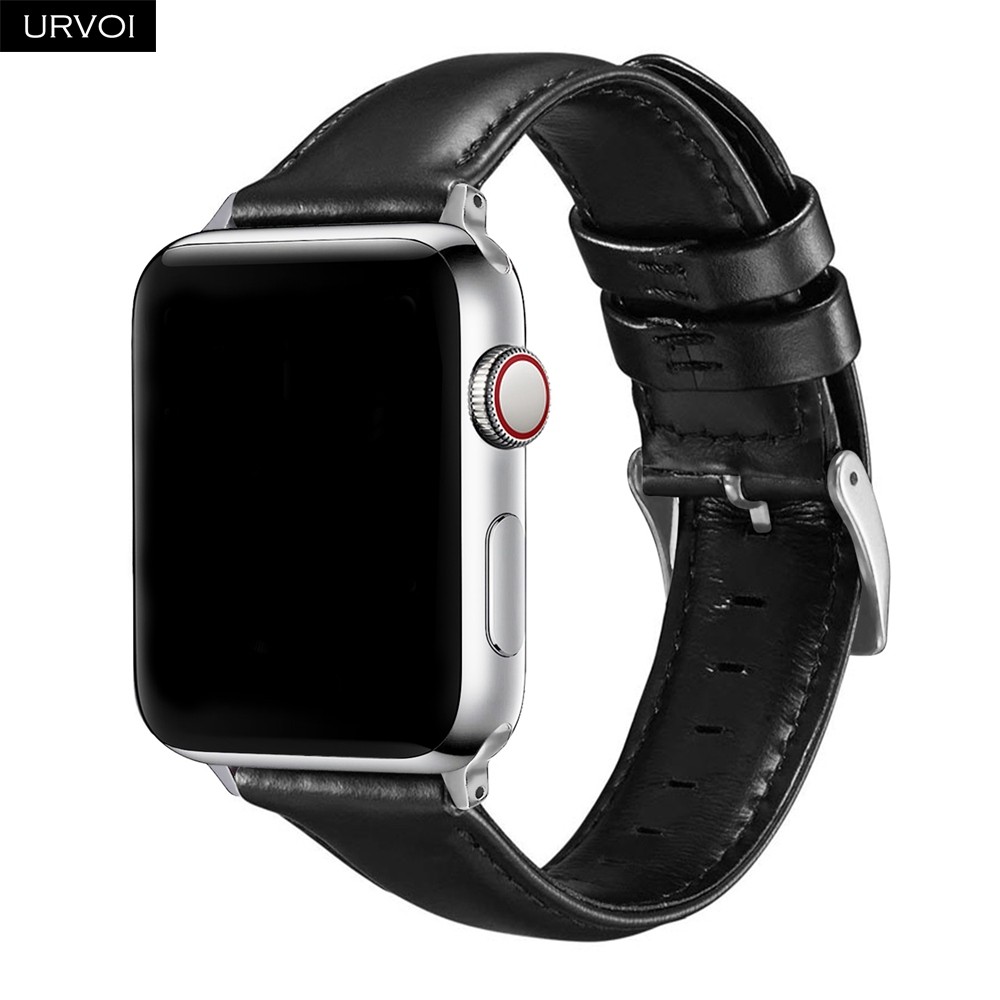 URVOI Strap for Apple Watch Series 7 6 SE 5 4 3 2 Leather Strap for iwatch Genuine Top Layer Classic Buckle Arm Band Wrist Strap